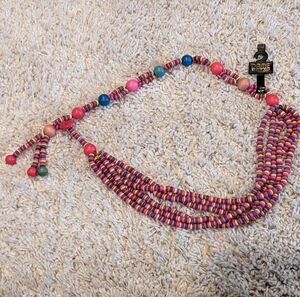 Vintage NWT Dame Wooden Bead Belt Colorful Boho Hippie